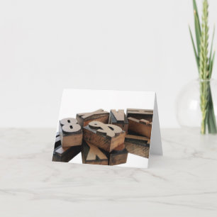 wood letters notecard