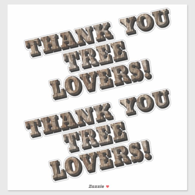 Wood Letters Style Thank You Tree Lovers Cute (Sheet)
