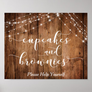 Wood & Lights Cupcakes and Brownies Reception Sign
