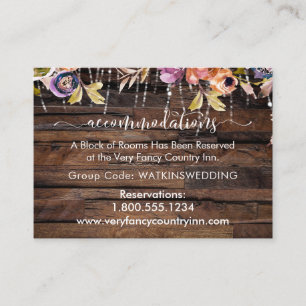 Wood, Lights, Flowers Wedding Accommodations Enclosure Card