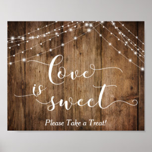 Wood & Lights Love is Sweet Wedding Dessert Sign