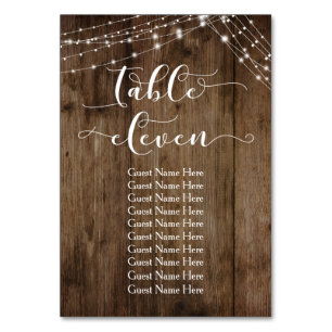 Wood & Lights Table Eleven with Guest Names Card