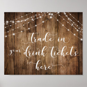 Wood & Lights Trade in Your Drink Tickets Bar Sign