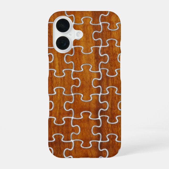 Wood like Puzzle pattern iPhone 16 Case (Back)