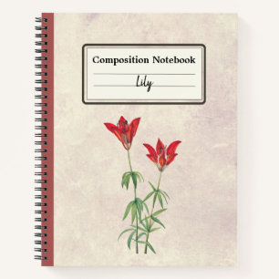 Wood Lily Flower Personalized Composition Notebook