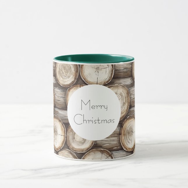 Wood Log Cabin Christmas Mug (Center)