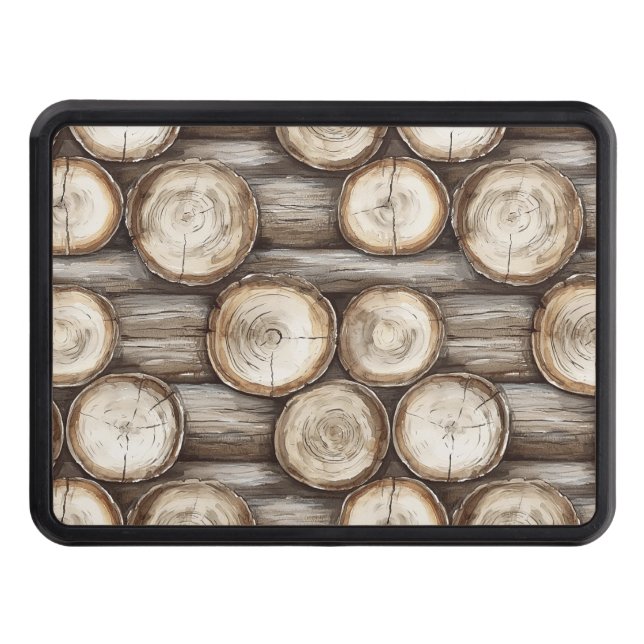 Wood Log Cabin Christmas Trailer Hitch Cover (Front)