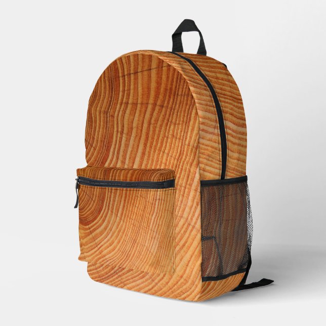 WOOD LOG CUT PRINTED BACKPACK (Back Corner Right)