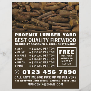 Wood Log Pile, Lumber/Timber/Wood Yard Advertising Flyer