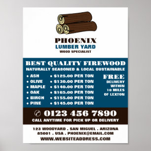 Wood Logs, Lumber/Timber/Wood Yard Advert Poster