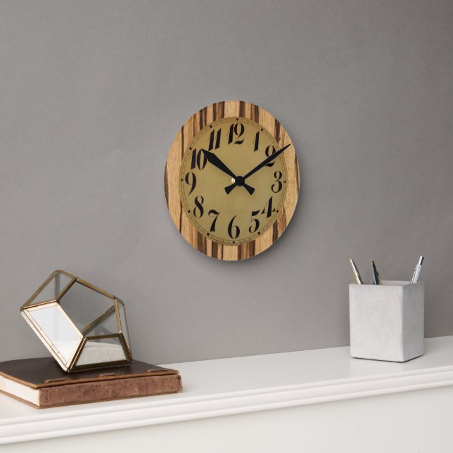Wood Look and Vintage Face 2 Wall Clock (Office)