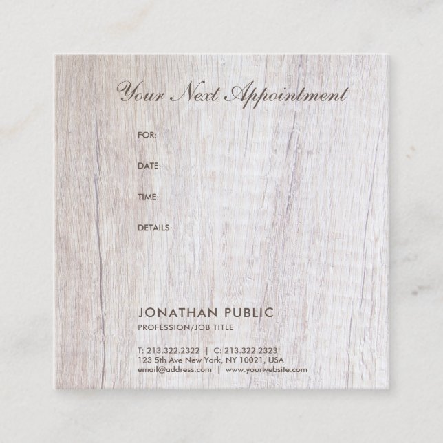 Wood Look Appointment Reminder Elegant Template (Front)