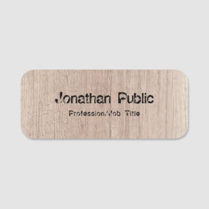 Wood Look Background Distressed Text Template Name Tag