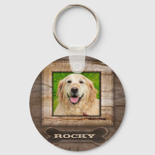 Wood Look Dog Memorial with Bone Keychain