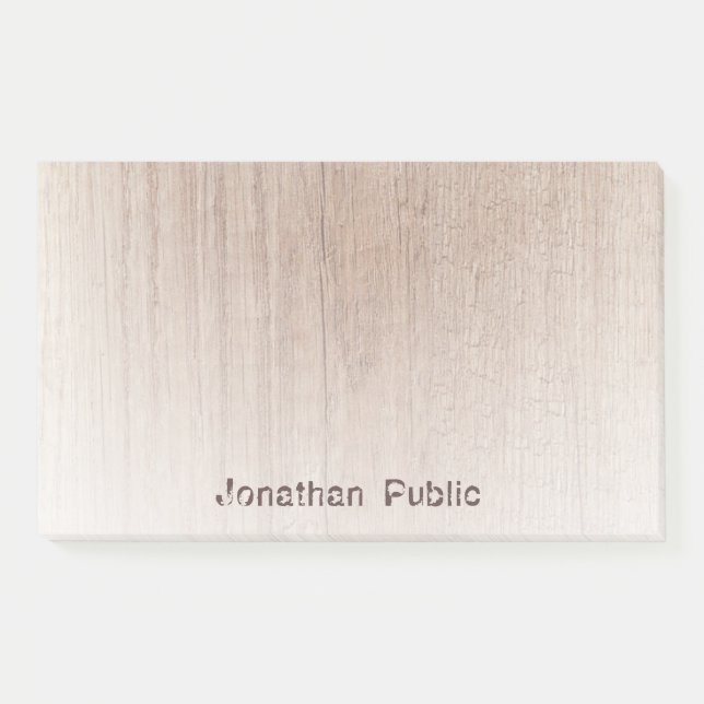 Wood Look Elegant Template Trendy Distressed Text Post-it Notes (Front)