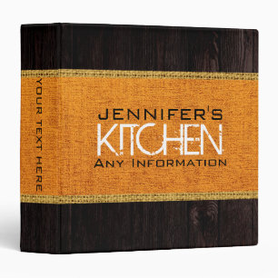 Wood Look Kitchen Cooking Orange Burlap Binder