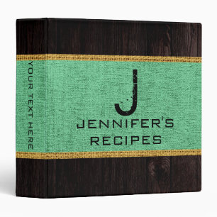 Wood Look Mint Green Burlap Rustic Linen Binder