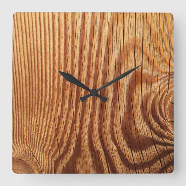 Wood Look Square Clock (Front)