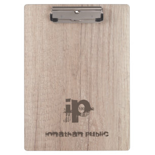 Wood Look Template Distressed Text Name Monogram Clipboard