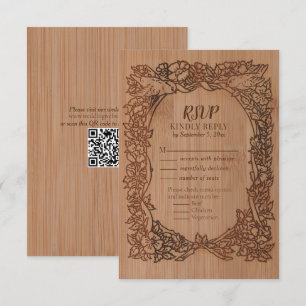 Wood Look Wildflower Bird Border Rustic Wedding