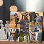 Wood Look You are the One Photo Collage Plaque<br><div class="desc">Modern photo collage which you can personalize with 7 of your favourite photos. The template is set up ready for you to add your photos, working clockwise from the top left. The wording reads "you are the one" in modern oversized print and casual script typography. This design a rustic wood...</div>