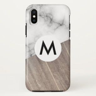 wood marble with monogram Case-Mate iPhone case
