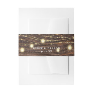 Wood & Mason Jar String Lights Invitation Belly Band
