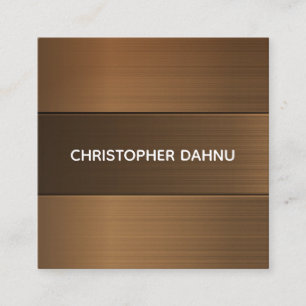 Wood Metallic Modern Minimal Square Business Card