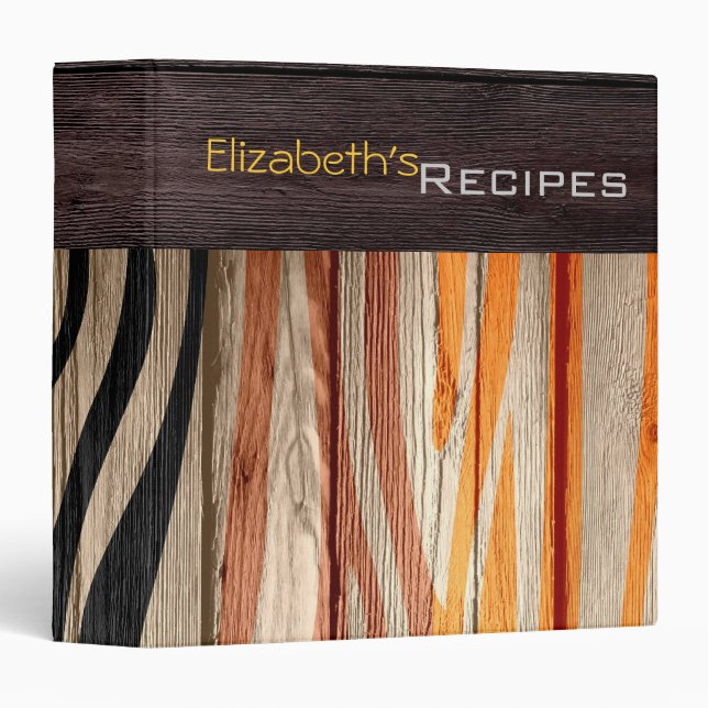 Wood Modern Zebra Print #25 Binder (Front/Spine)