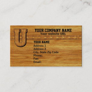Wood Monogram U Business Card
