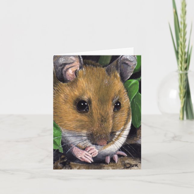 Wood Mouse Painting Note Card (Front)