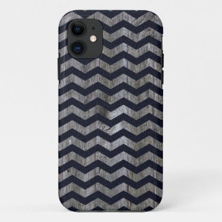 Wood navy blue chevron zig zag zigzag pattern iPhone 11 case