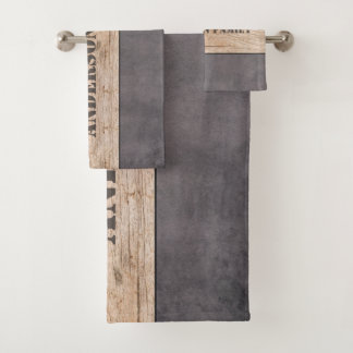 Wood on Dark Background, Family Name Bath Towel Set