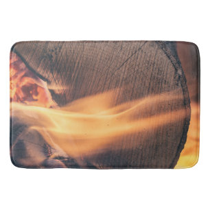 Wood on fire bath mat