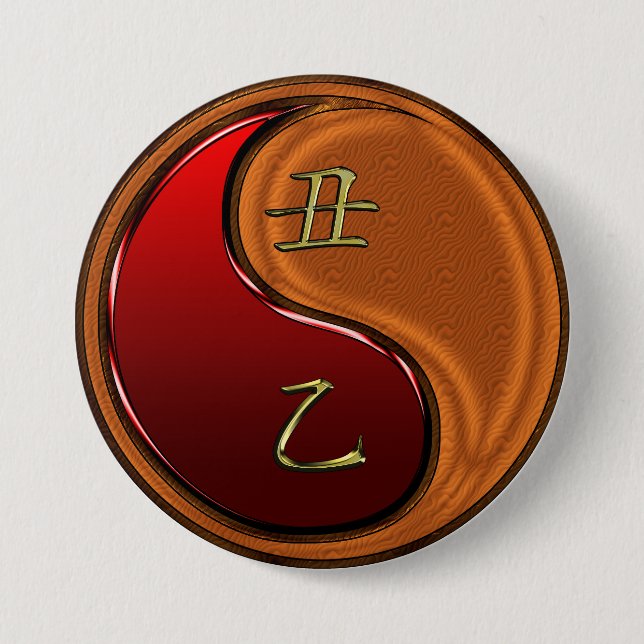 Wood Ox 3 Inch Round Button (Front)