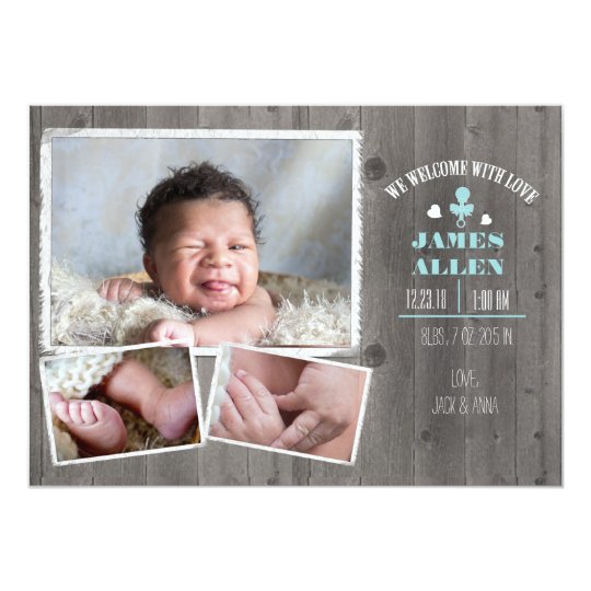 Wood panel Baby Boy Card
