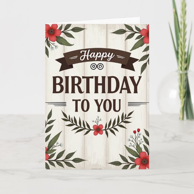 Wood Panel Birthday Card (Front)
