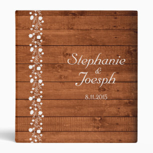 Wood Panel With White Floral Detail   Wedding Binder