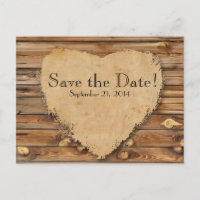 Wood Parchment Tattered Heart Save the Date