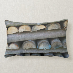 wood - pattern dome lumbar pillow