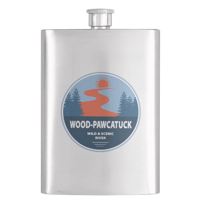 Wood-Pawcatuck Wild And Scenic River Hip Flask (Front)