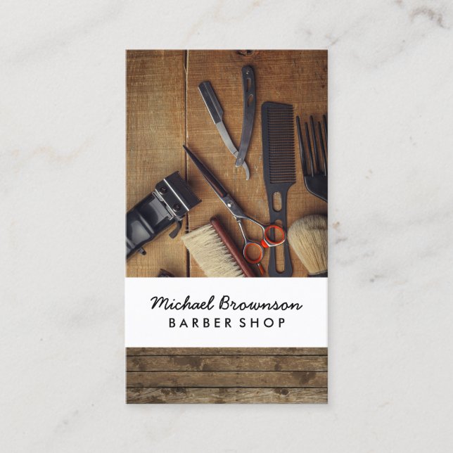 Wood Photo Rustic Business Card (Front)