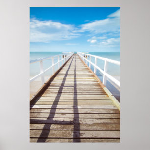 Wood Pier to Blue Ocean Poster