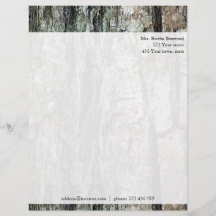 Wood Pine Bark Botanical Custom Address Letterhead