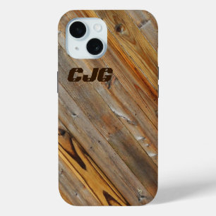 Wood Plank Diagonal *Personalize* iPhone 15 Case