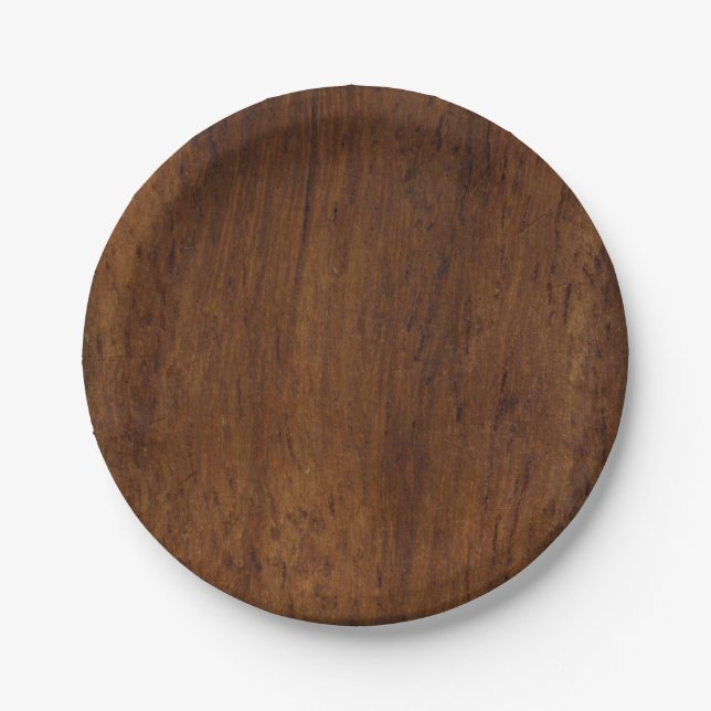 Wood Plank Plain Texture Lumber Paper Plate (Front)