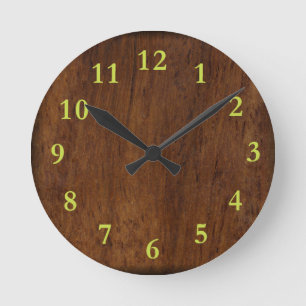 Wood Plank Plain Texture Lumber Round Clock