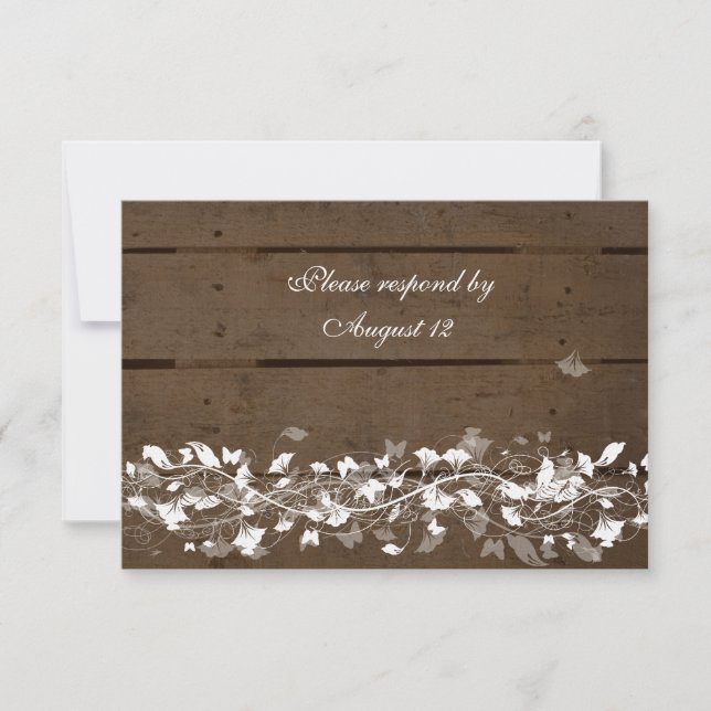 Wood Planks rsvps with envelopes RSVP Card (Front)