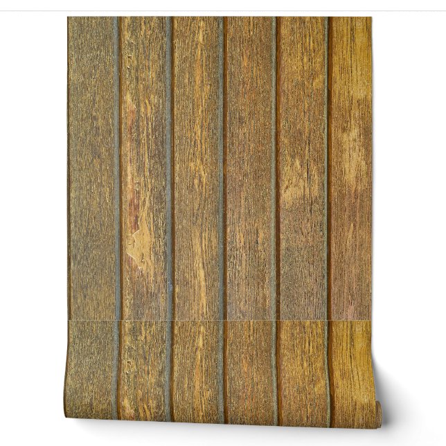 WOOD PLANKS RUSTIC CABIN WALLPAPER  (Unrolling)