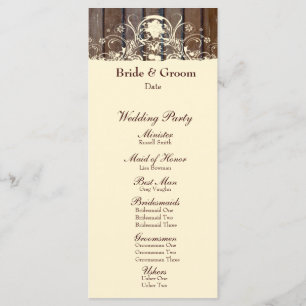 Wood Planks Shabby Lace Wedding Program
